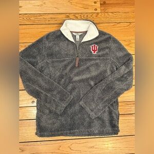 Gray Fleece IU Hoosiers Sherpa Quarter-Zip Pullover Mens Small